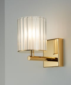 Flute Wall Light in Polished Gold with Frosted Glass Diffuser by Tom Kirk