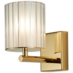 Flute Wall Light in Polished Gold with Frosted Glass Diffuser by Tom Kirk