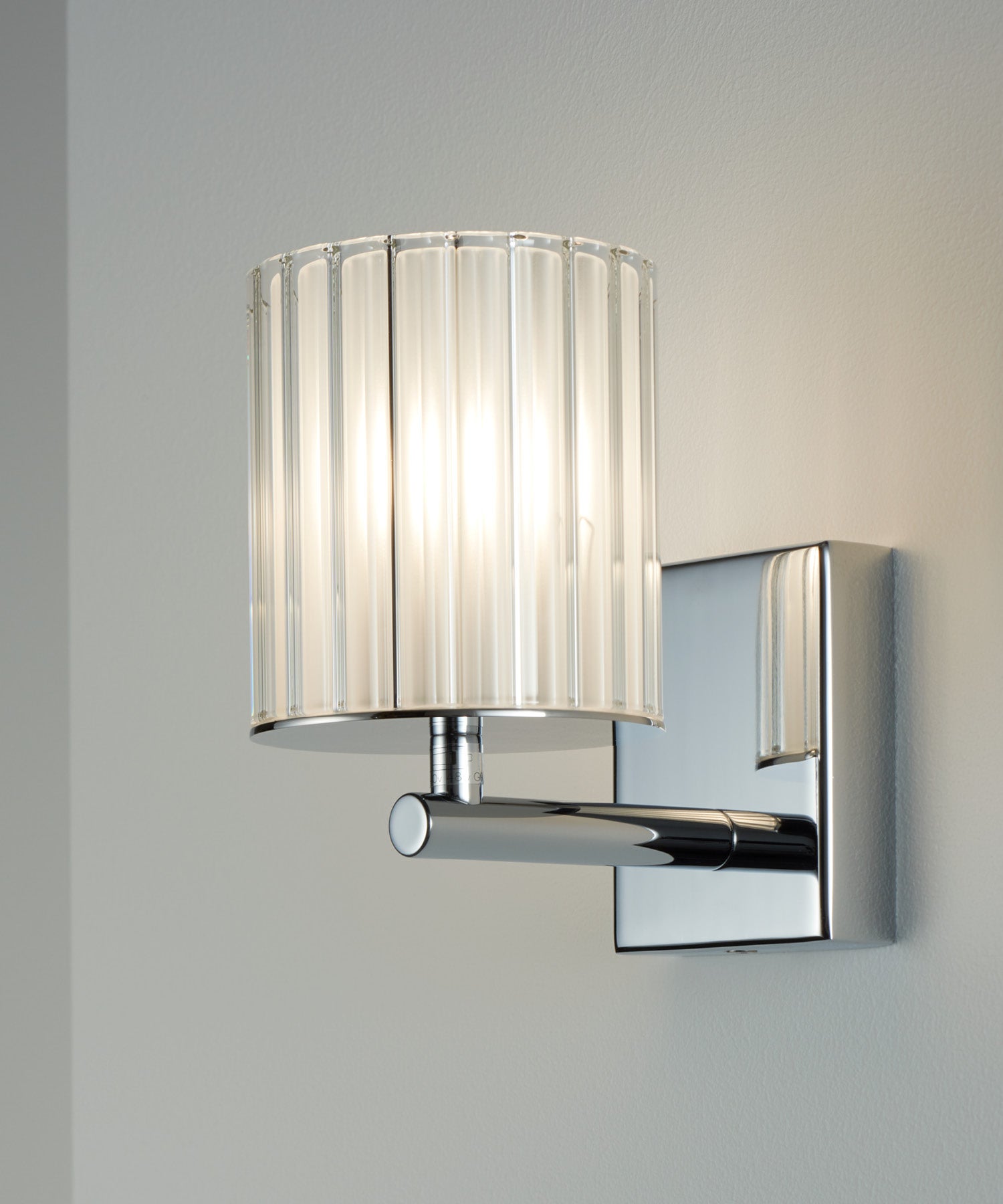 Contemporary Flute Wall Light in Polished Nickel with Frosted Glass Diffuser, UL Listed For Sale