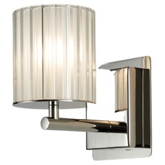 Flute Wall Light in Polished Nickel with Frosted Glass Diffuser by Tom Kirk