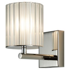Flute Wall Light in Polished Nickel with Frosted Glass Diffuser by Tom Kirk