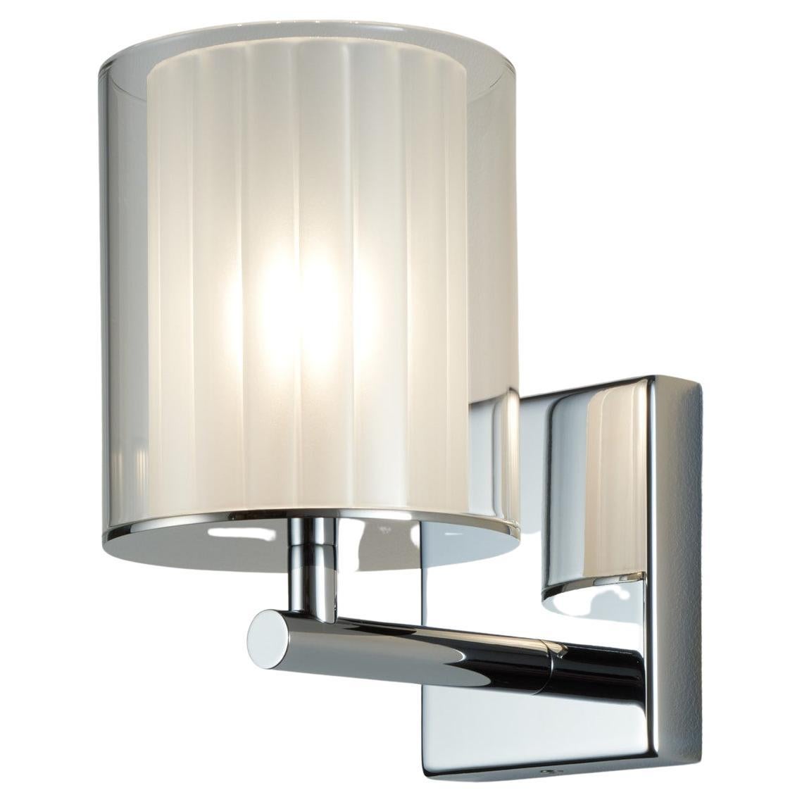 Flute Wall Light XL in Polished Chrome with Frosted Glass Diffuser, UL Listed For Sale