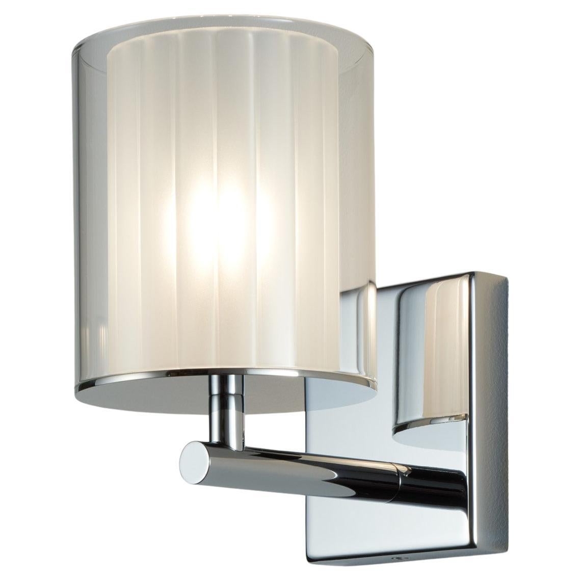 Flute Wall Light XL in Polished Chrome with Frosted Glass Diffuser by Tom Kirk