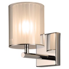Flute Wall Light XL in Polished Nickel with Frosted Glass Diffuser by Tom Kirk
