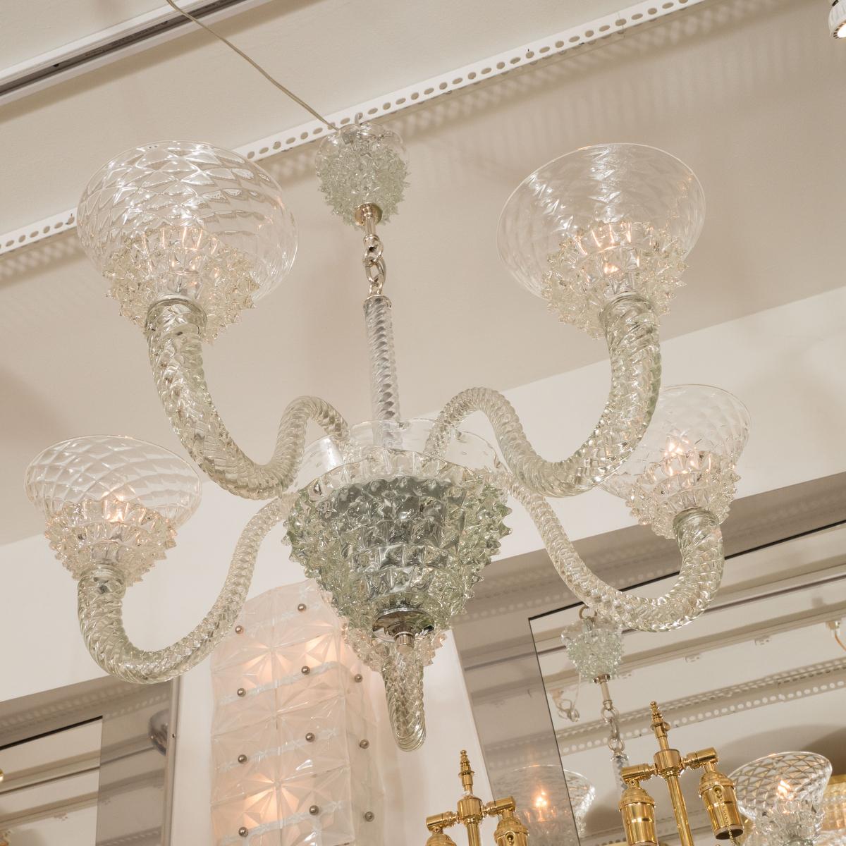 Italian Fluted and Textured Murano Chandelier