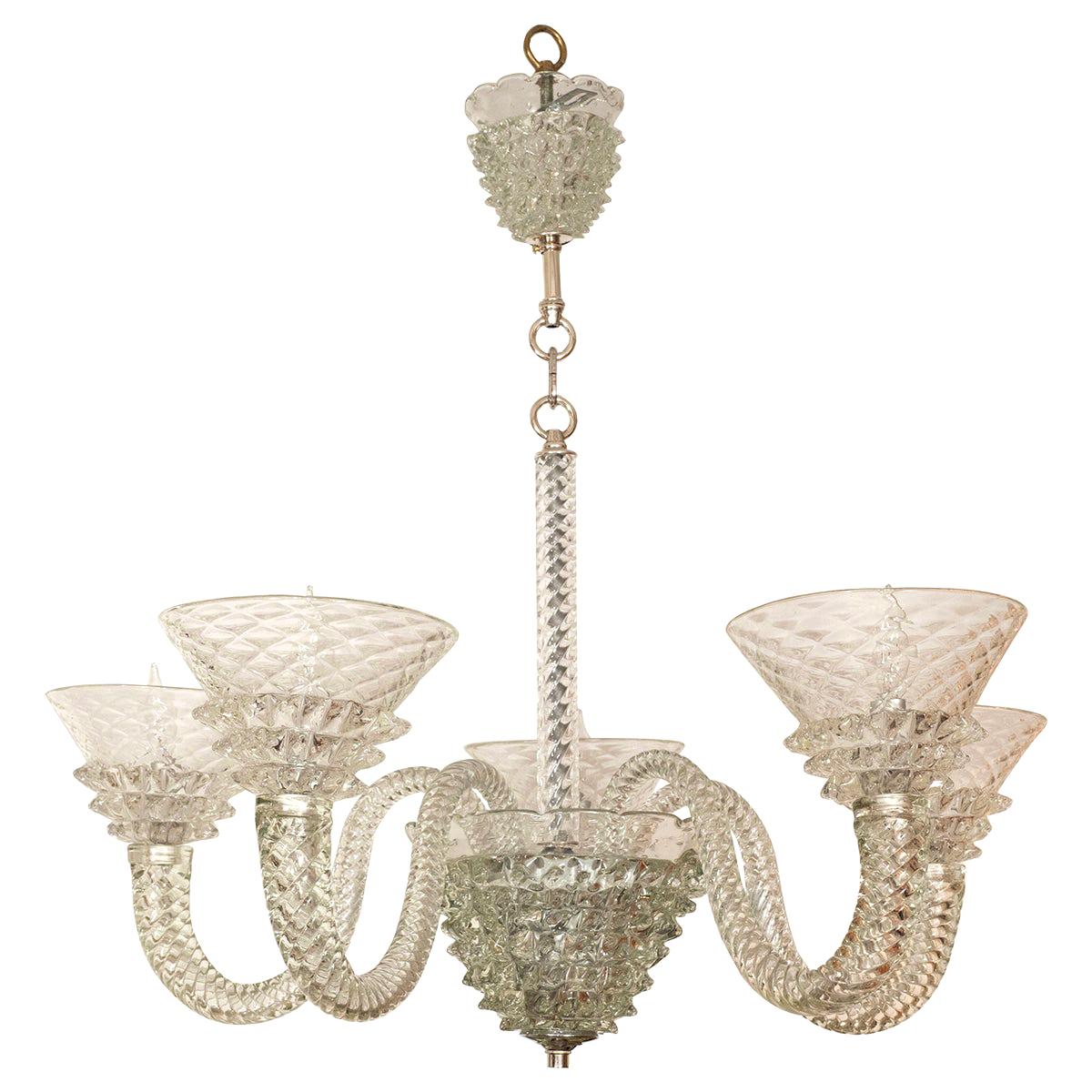 Fluted and Textured Murano Chandelier
