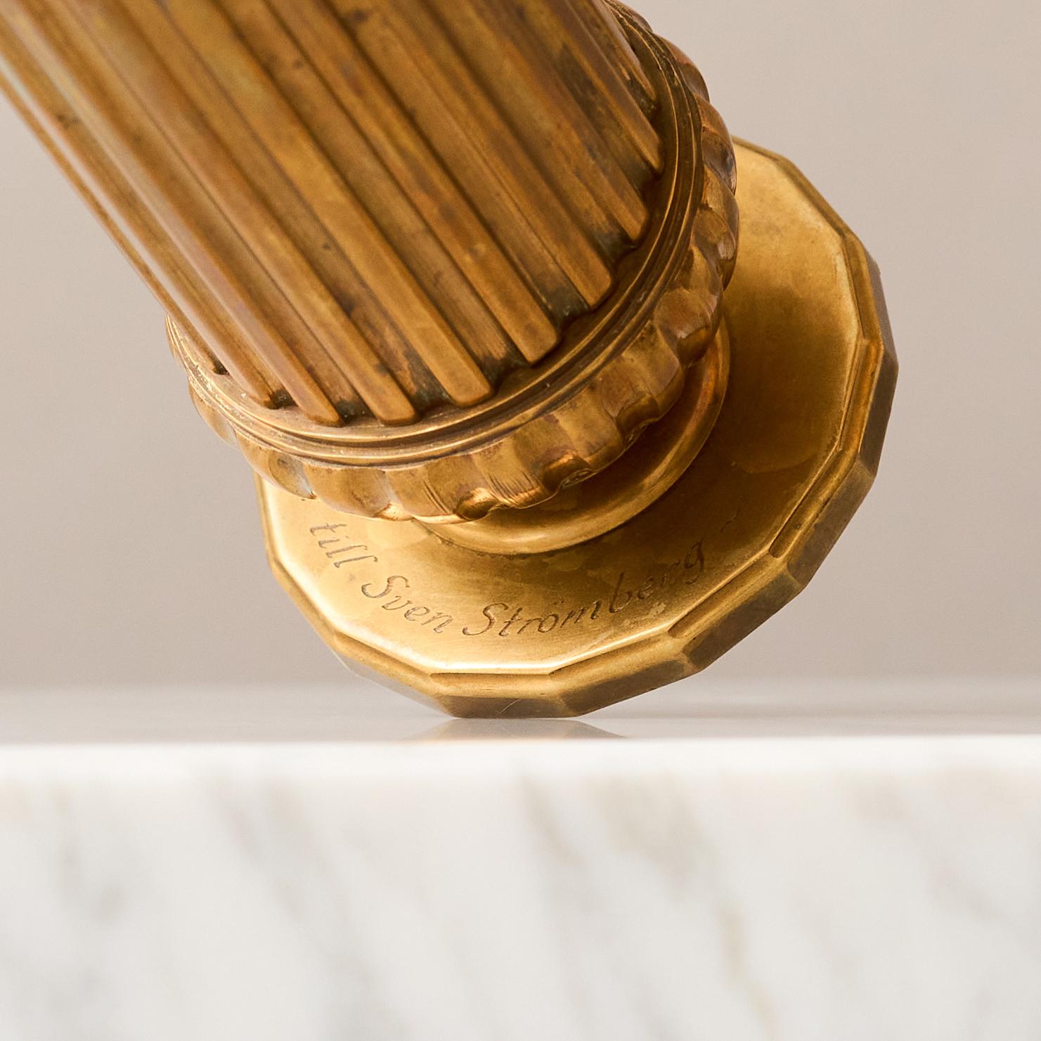 Fluted Art Deco Bronze Vase by SVM Handarbete, Sweden, 1930s. For Sale 4