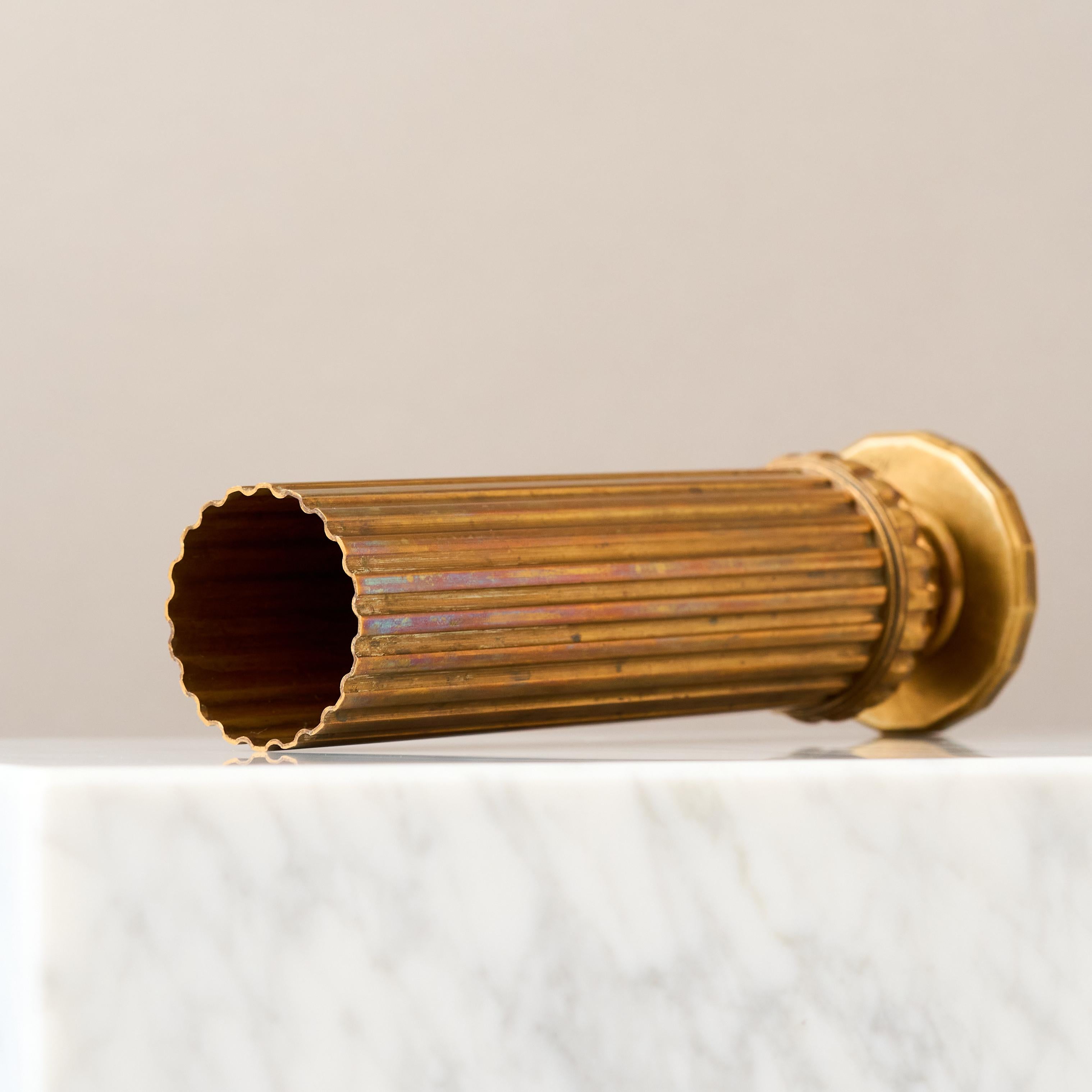Fluted Art Deco Bronze Vase by SVM Handarbete, Sweden, 1930s. For Sale 1