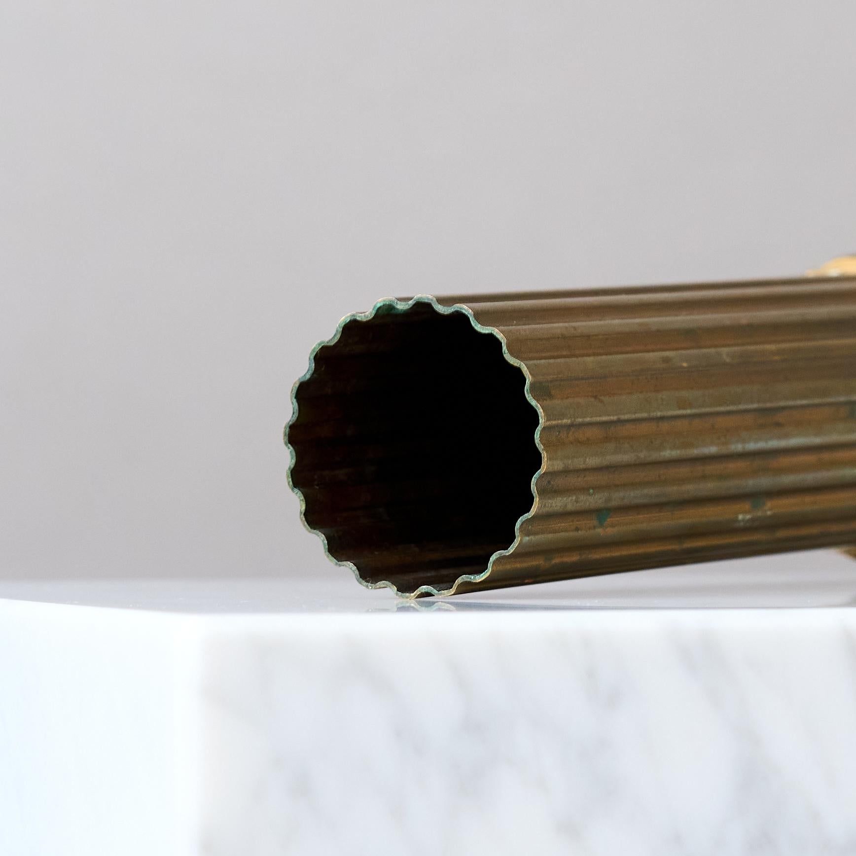 Fluted Art Deco Bronze Vase by SVM Handarbete, Sweden, 1930s. en venta 1