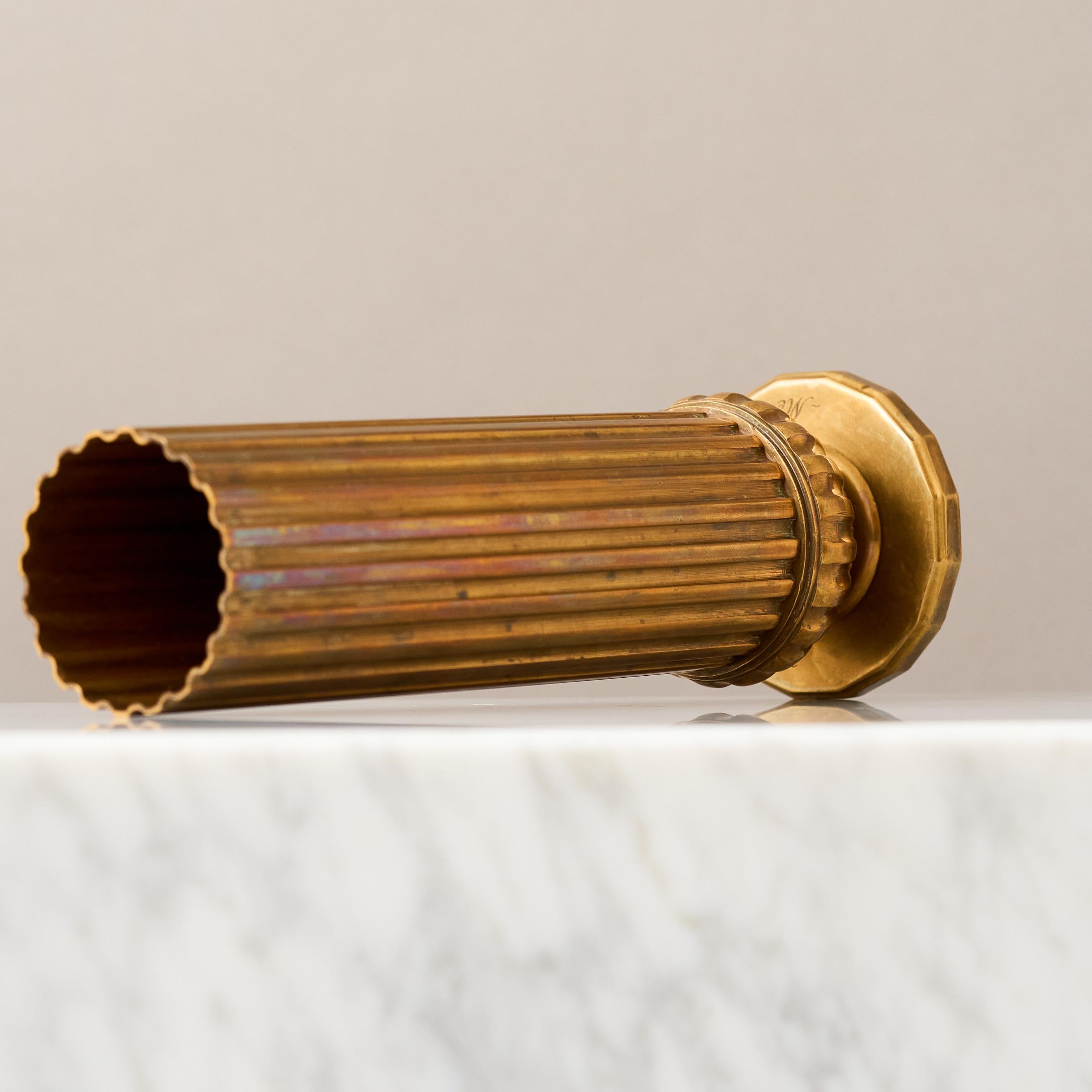 Fluted Art Deco Bronze Vase by SVM Handarbete, Sweden, 1930s. For Sale 2