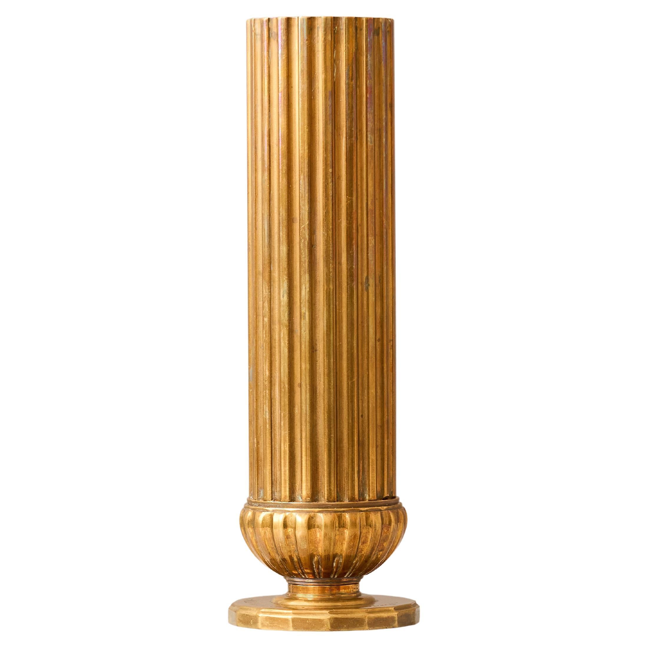Fluted Art Deco Bronze Vase by SVM Handarbete, Sweden, 1930s. For Sale