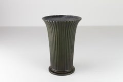 Fluted Art Deco Disko Metal Vase by Just Andersen, Denmark. 1940s.