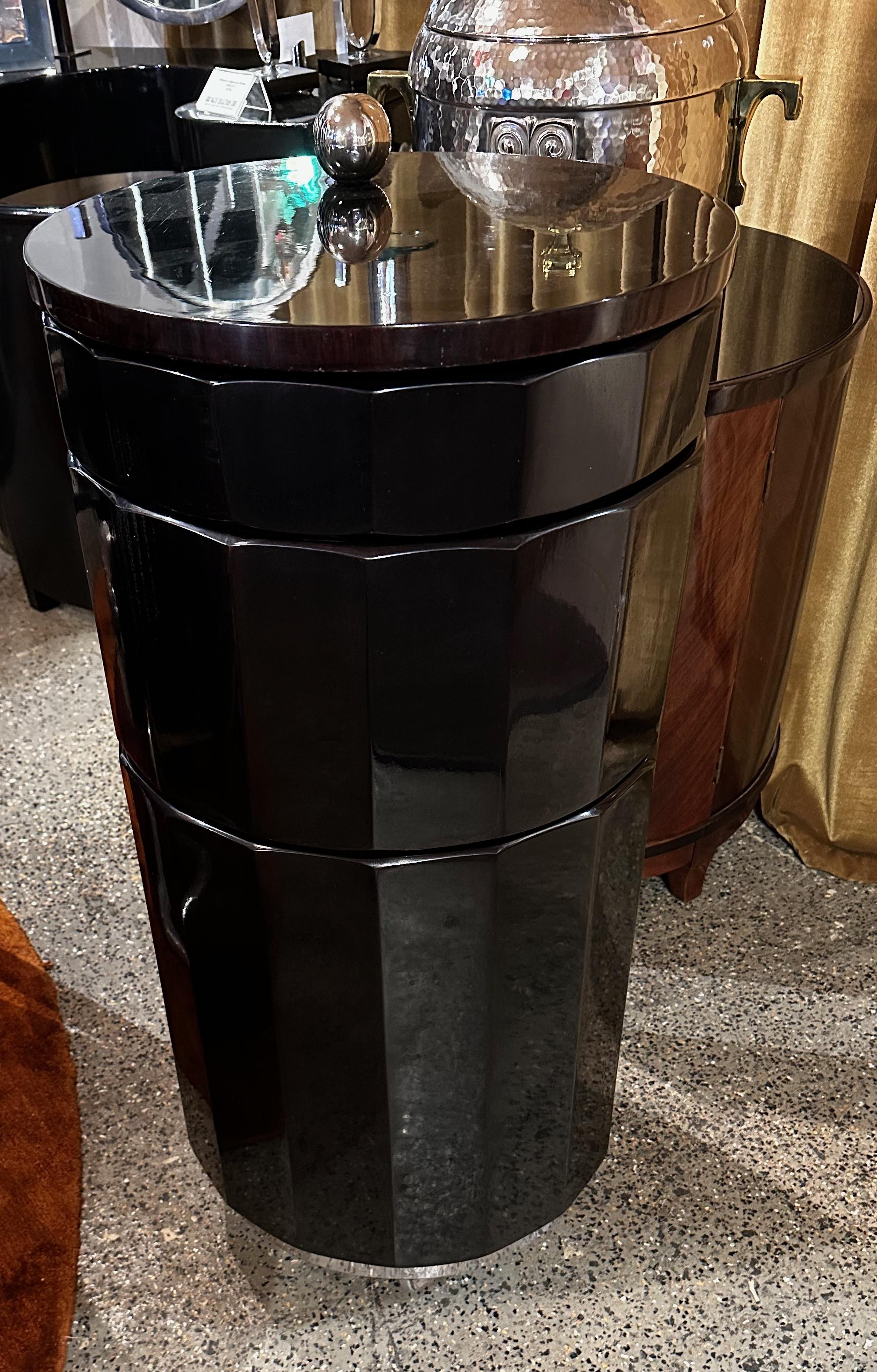 Fluted Art Deco Round Stack Bar Cart For Sale 3