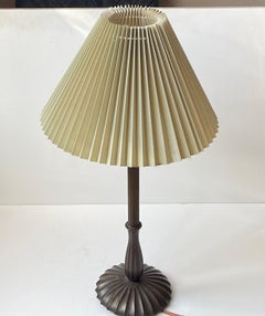 Fluted Art Deco Table Lamp in Bronze, Possibly by Just Andersen