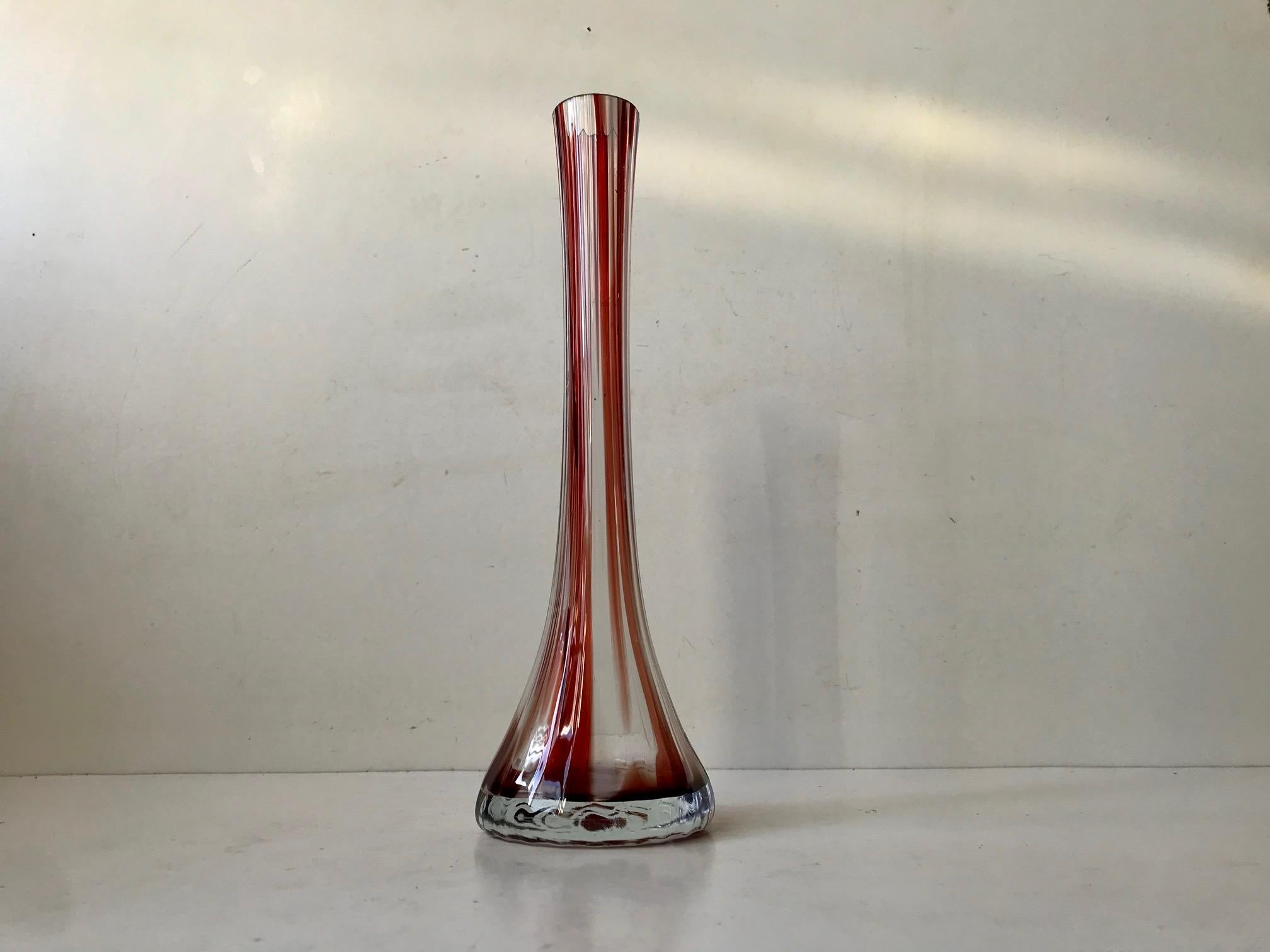 Finnish Fluted Art Glass Vase from Studiolasi Pertunmaa, Finland, 1970s For Sale