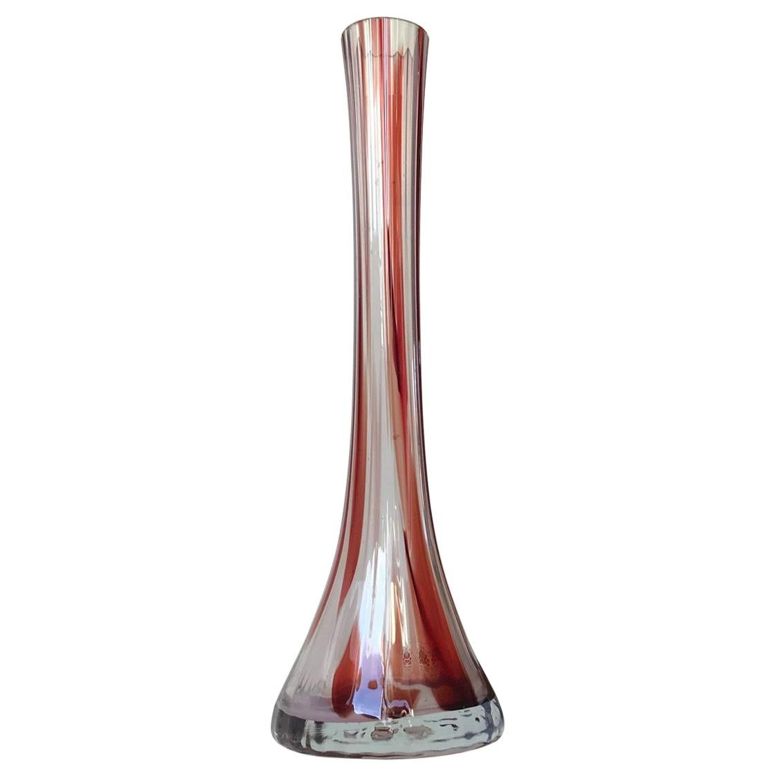 Fluted Art Glass Vase from Studiolasi Pertunmaa, Finland, 1970s For Sale