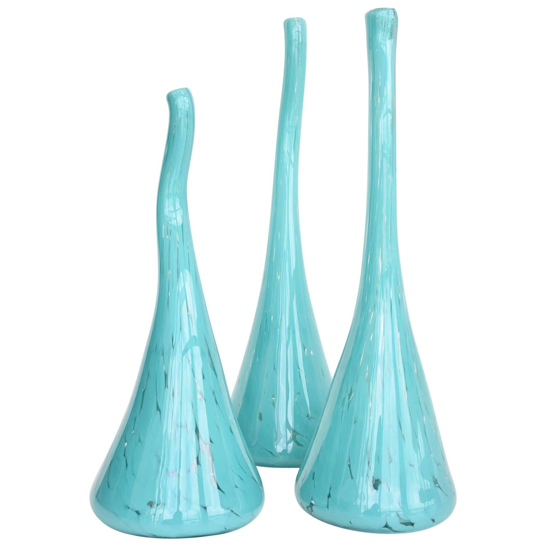 Fluted Art Glass Vases