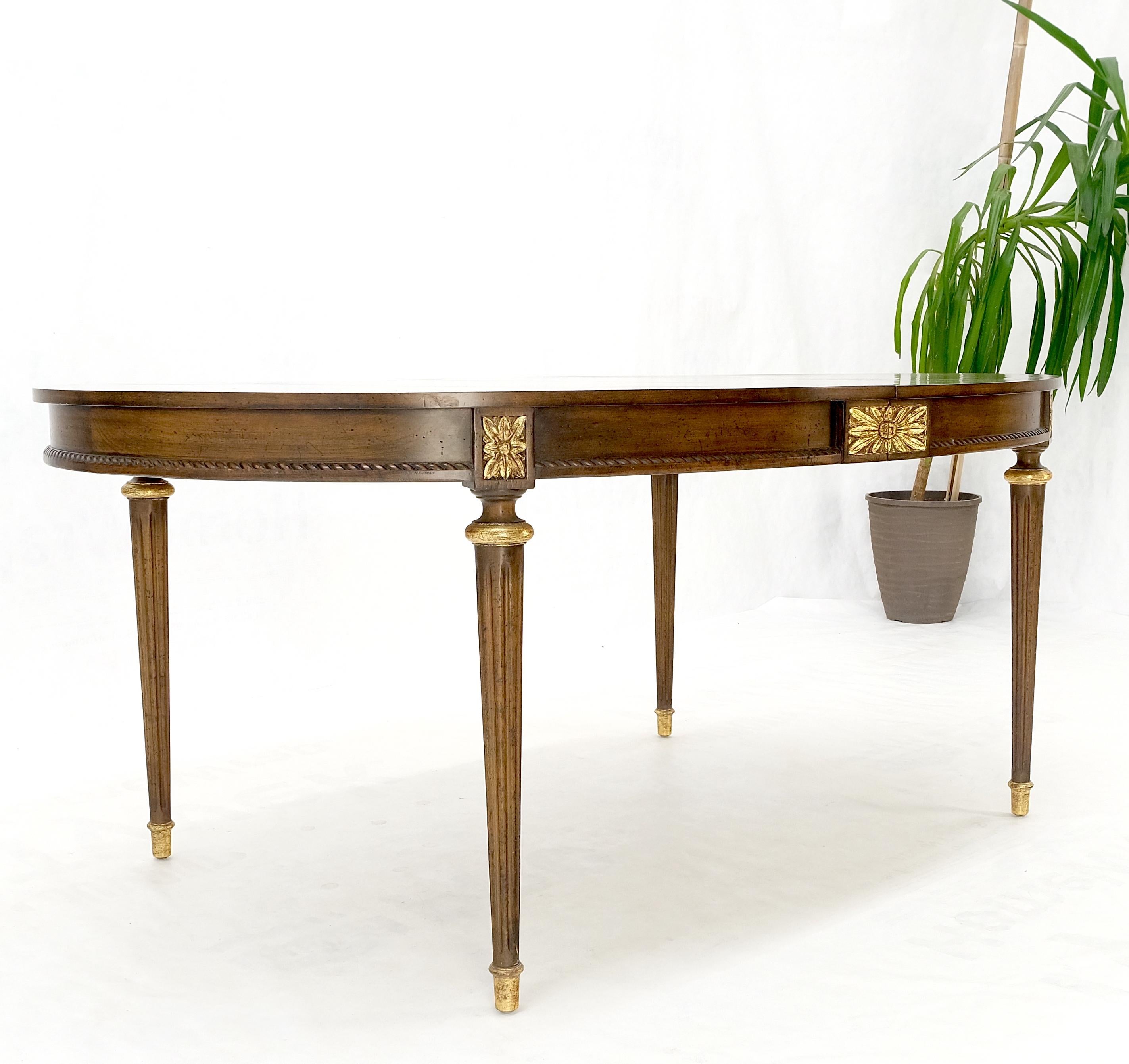 20th Century Fluted Baker Oval Three Leaves Gold Rossetts Large Dining Conference Table MINT!