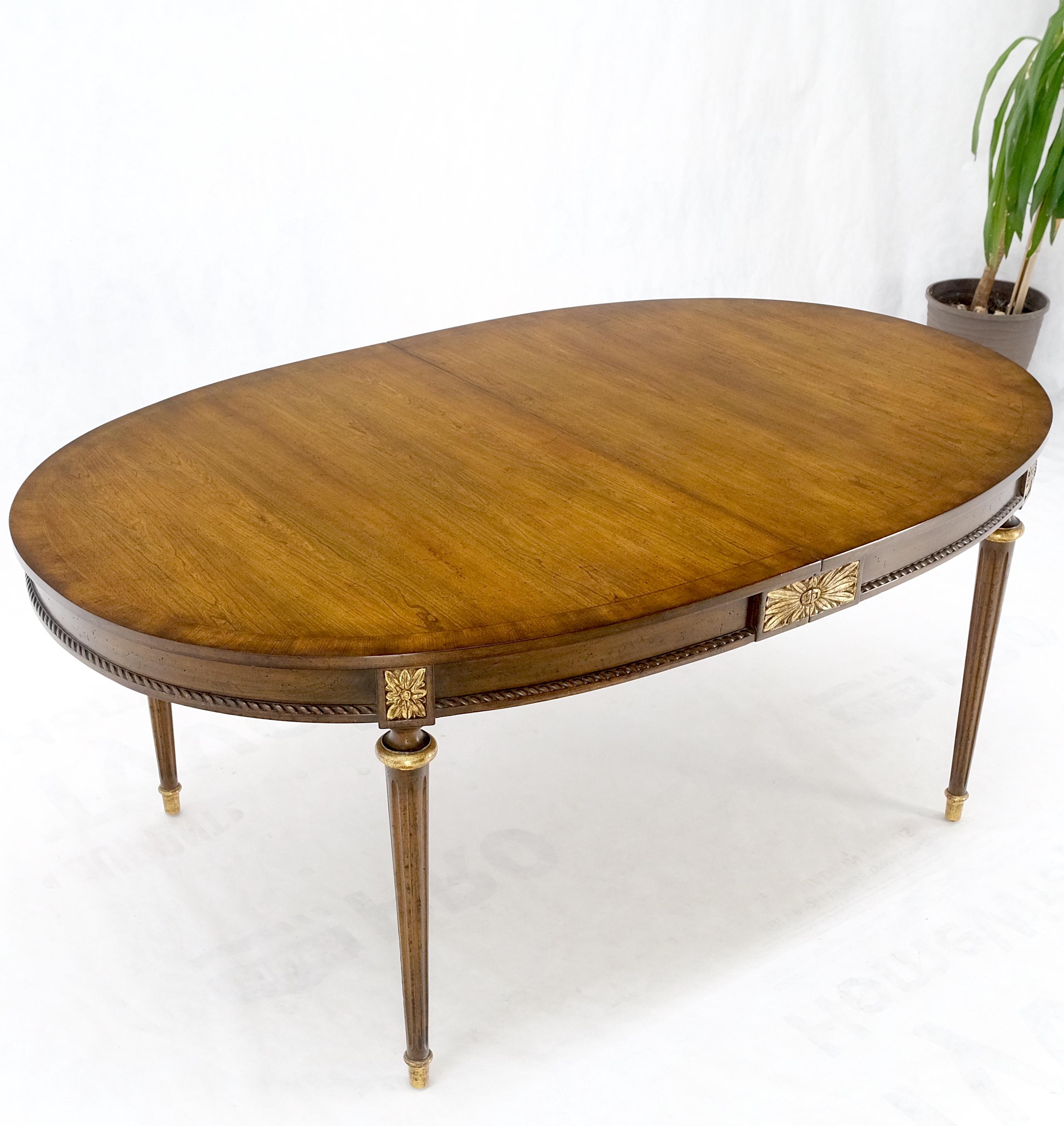 Walnut Fluted Baker Oval Three Leaves Gold Rossetts Large Dining Conference Table MINT!