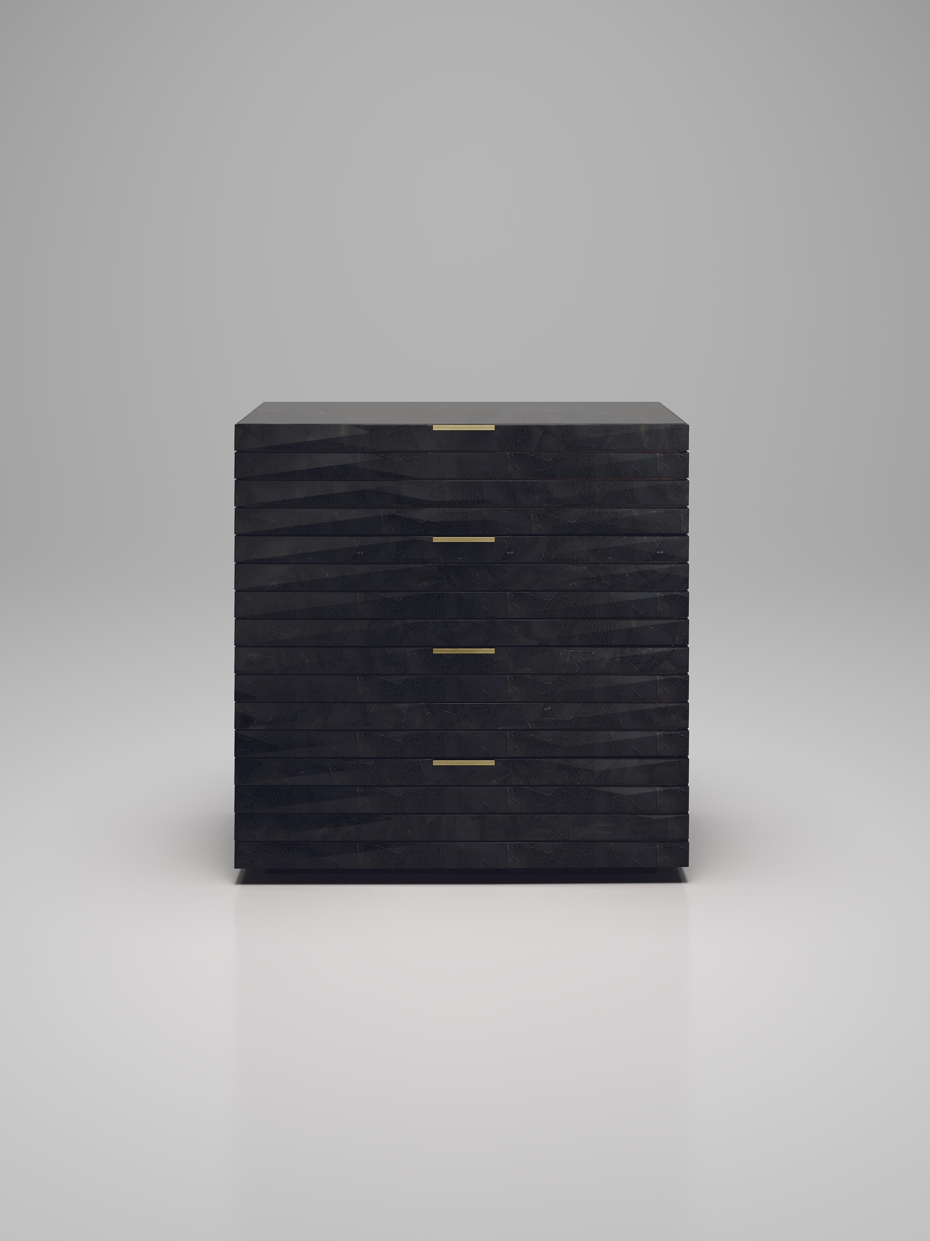 Fluted Bar Cabinet Inlaid in Black Shell by R&Y Augousti For Sale 8