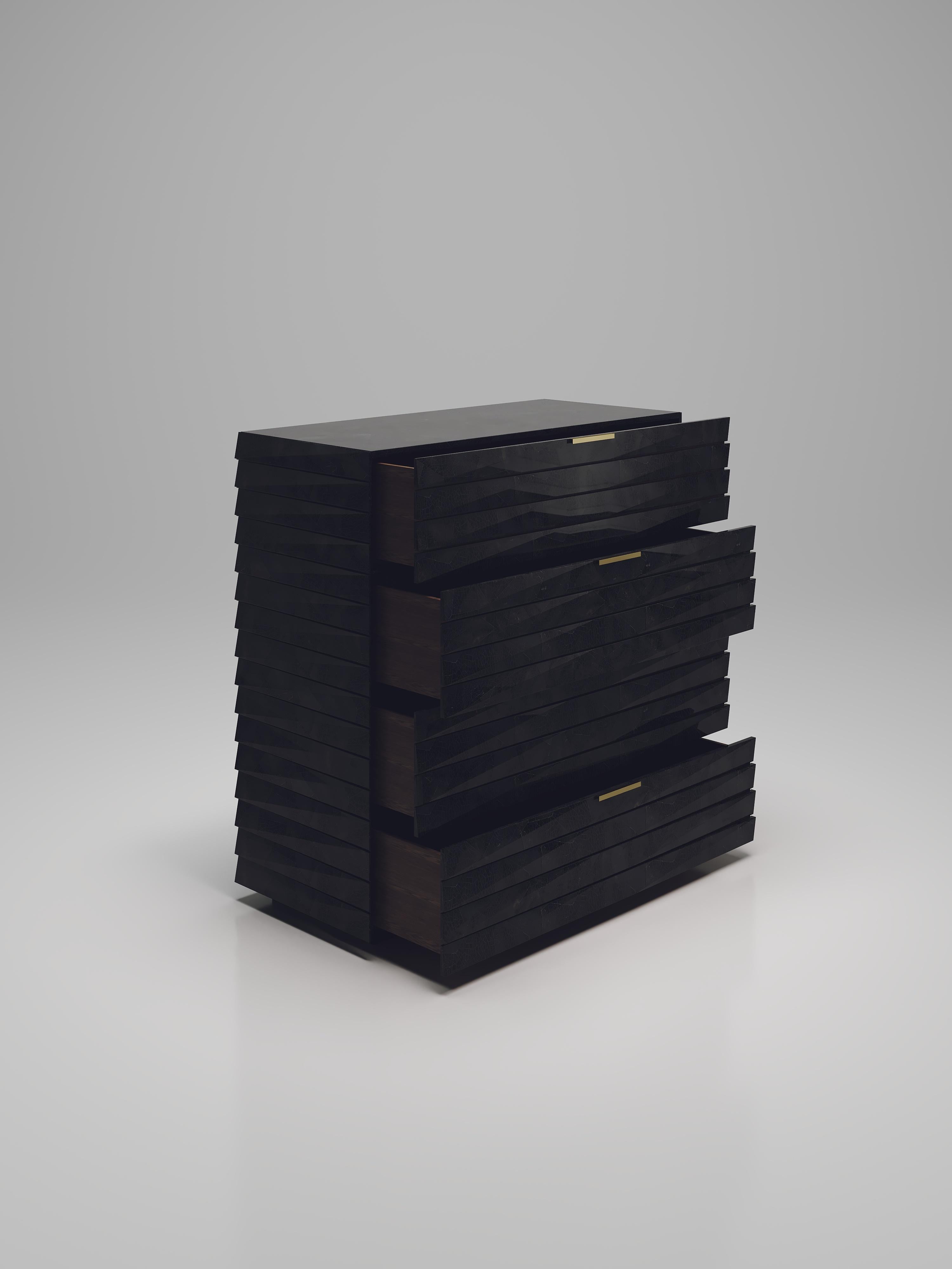 Fluttierter Barschrank mit Intarsien aus schwarzer Muschel von R&Y Augousti im Angebot 10