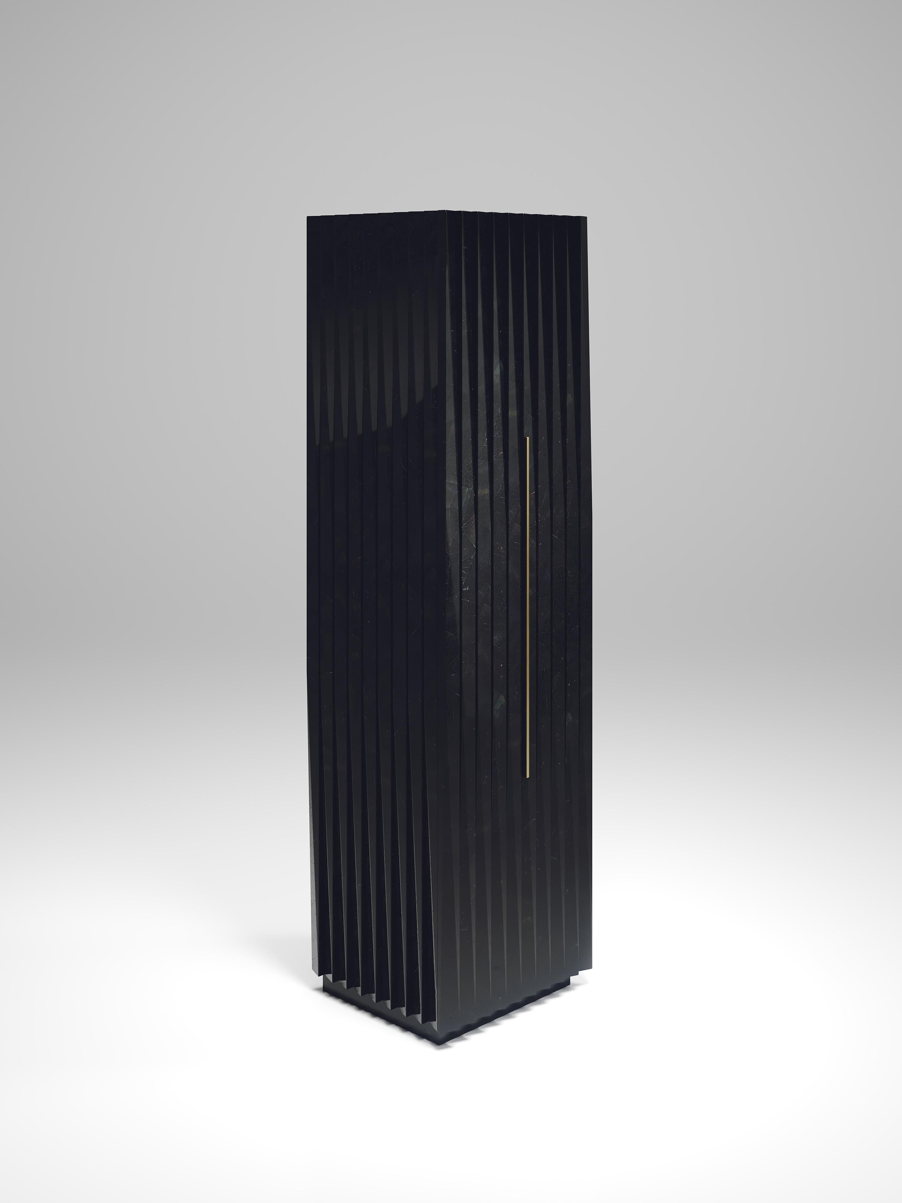 Fluted Bar Cabinet Inlaid in Black Shell by R&Y Augousti For Sale 1