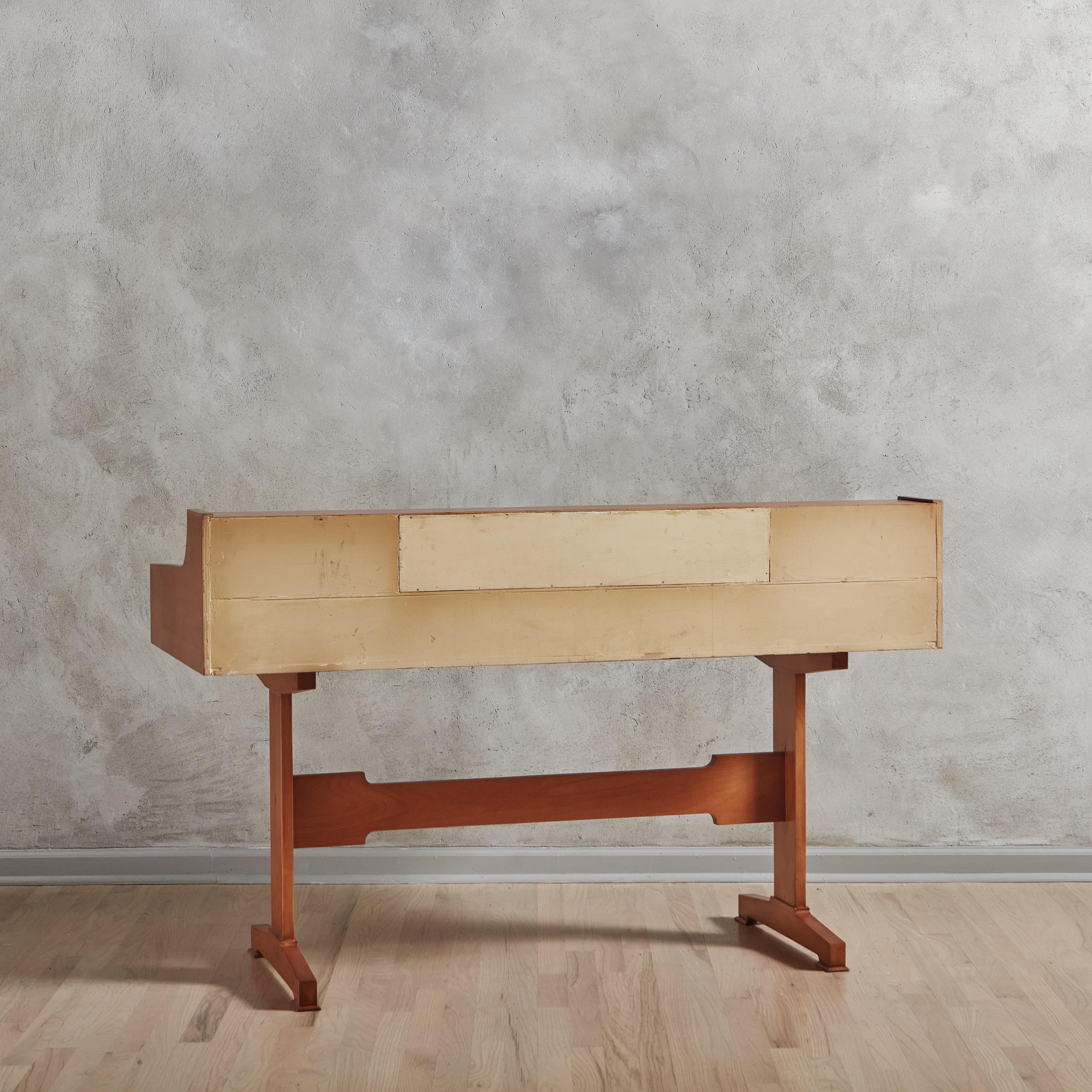 Fluted Beechwood Writing Desk in the Style of Gianfranco Frattini, Italy 1950s For Sale 7