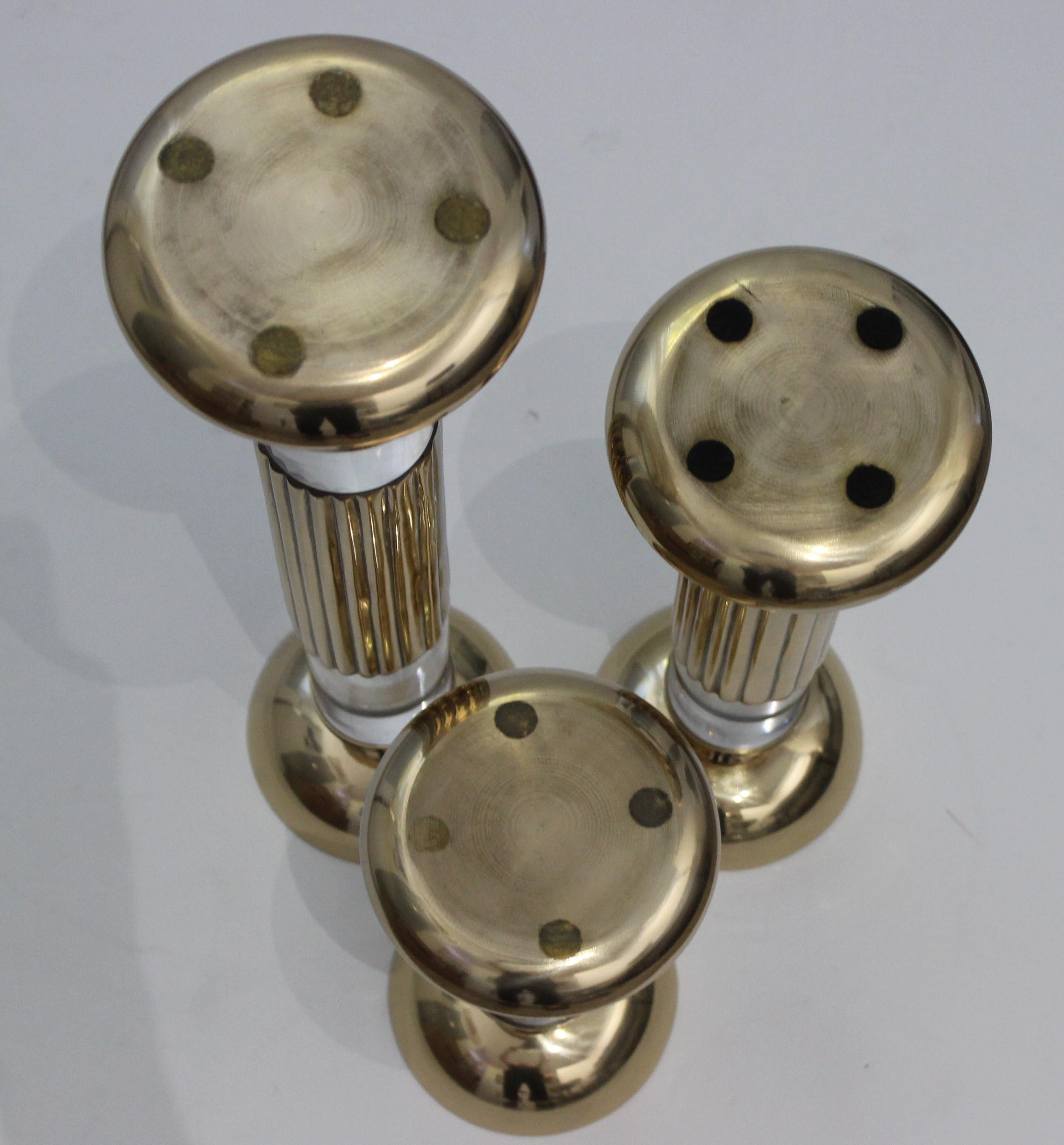 Fluted Brass and Lucite Candlesticks by Dolbi Cashier 4