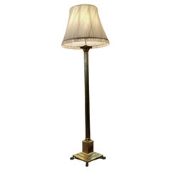 Antique Fluted Brass Column Floor Lamp, Brass Standard Lamp