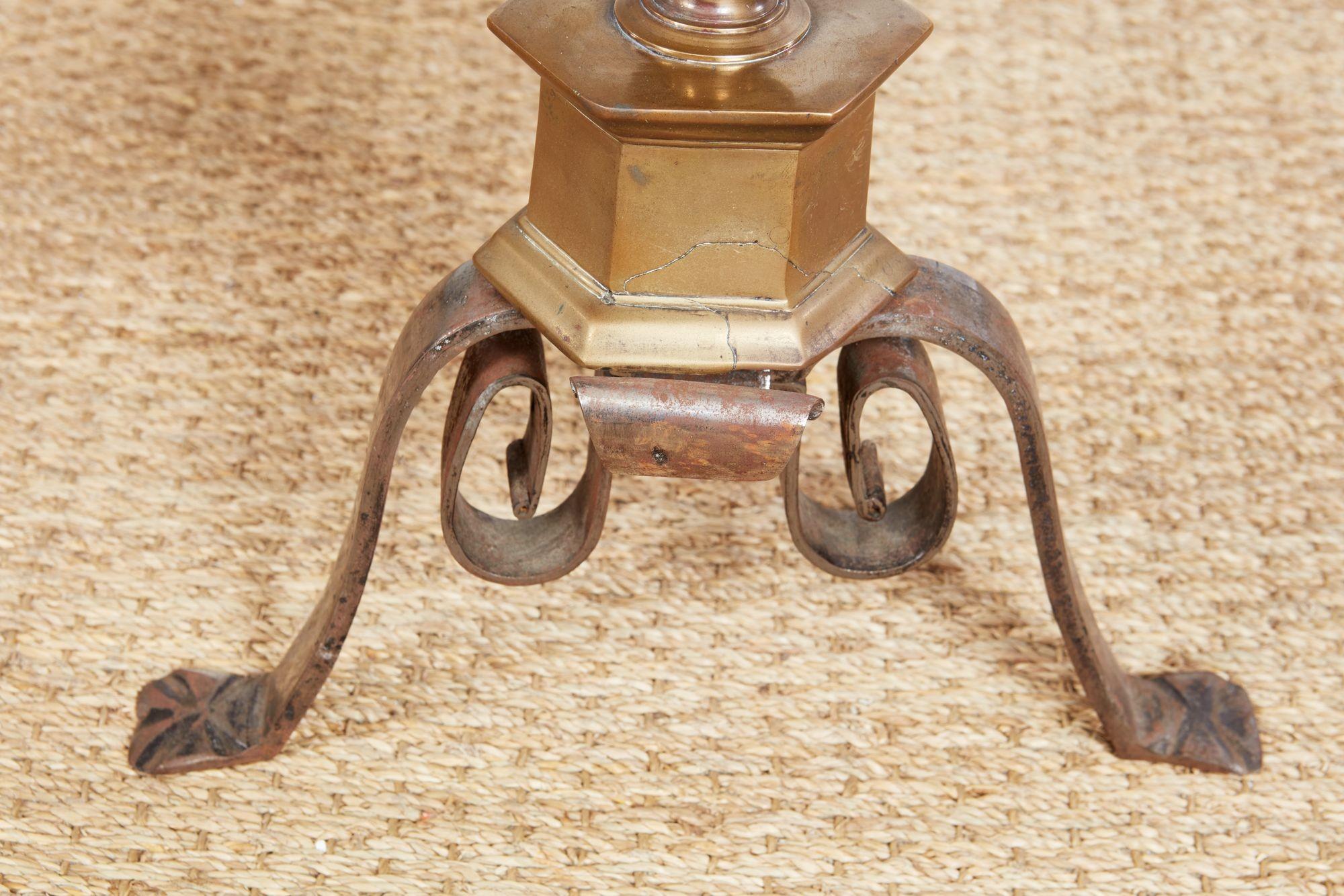 Fluted Bronze Andirons For Sale 6