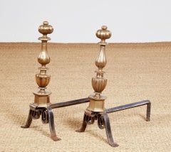 Fluted Bronze Andirons