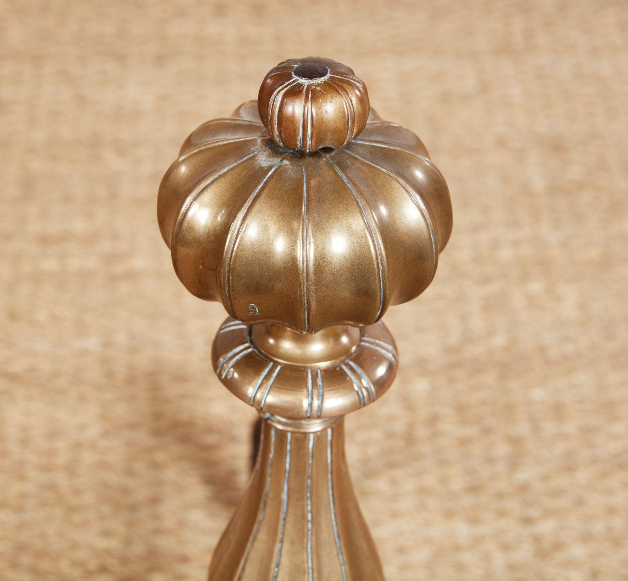 Fluted Bronze Andirons For Sale 1