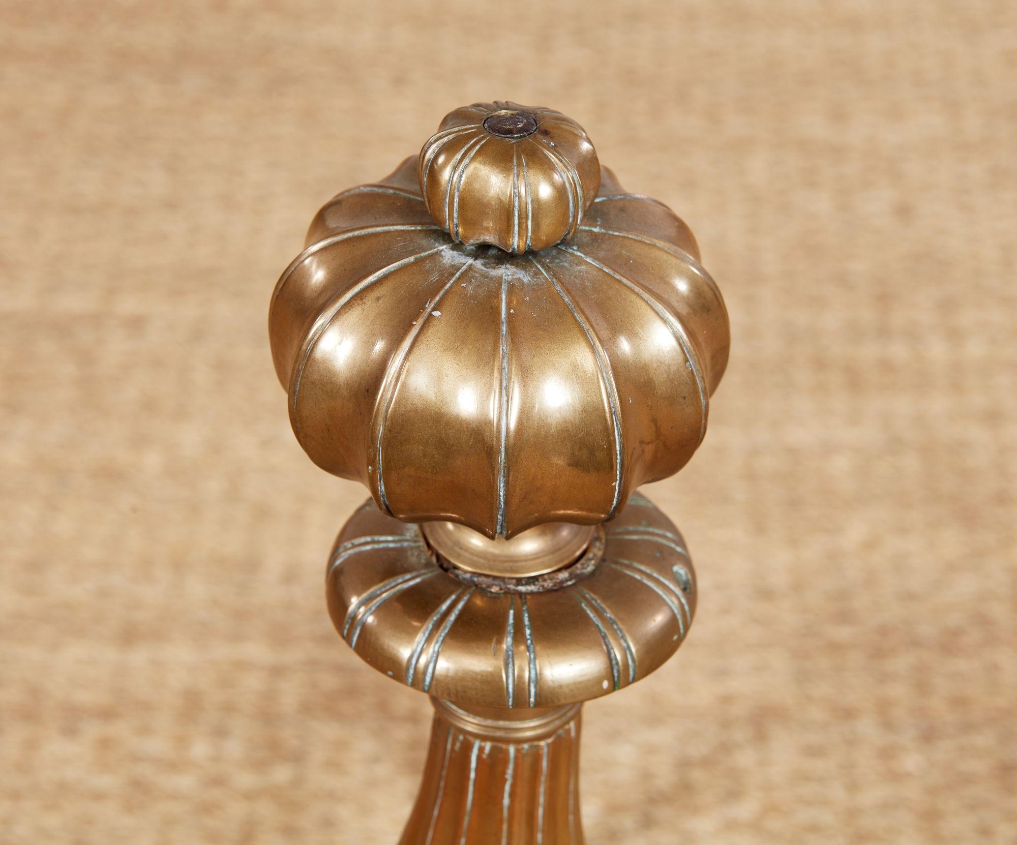 Fluted Bronze Andirons For Sale 2