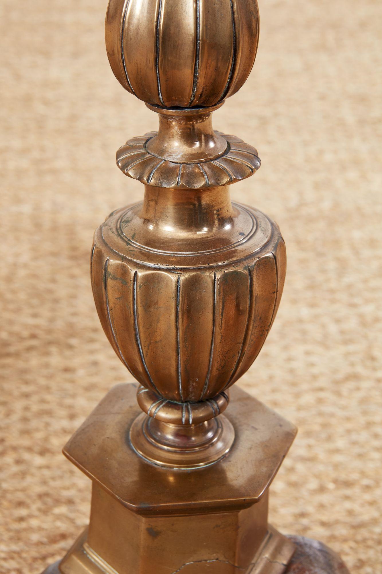 Fluted Bronze Andirons For Sale 3