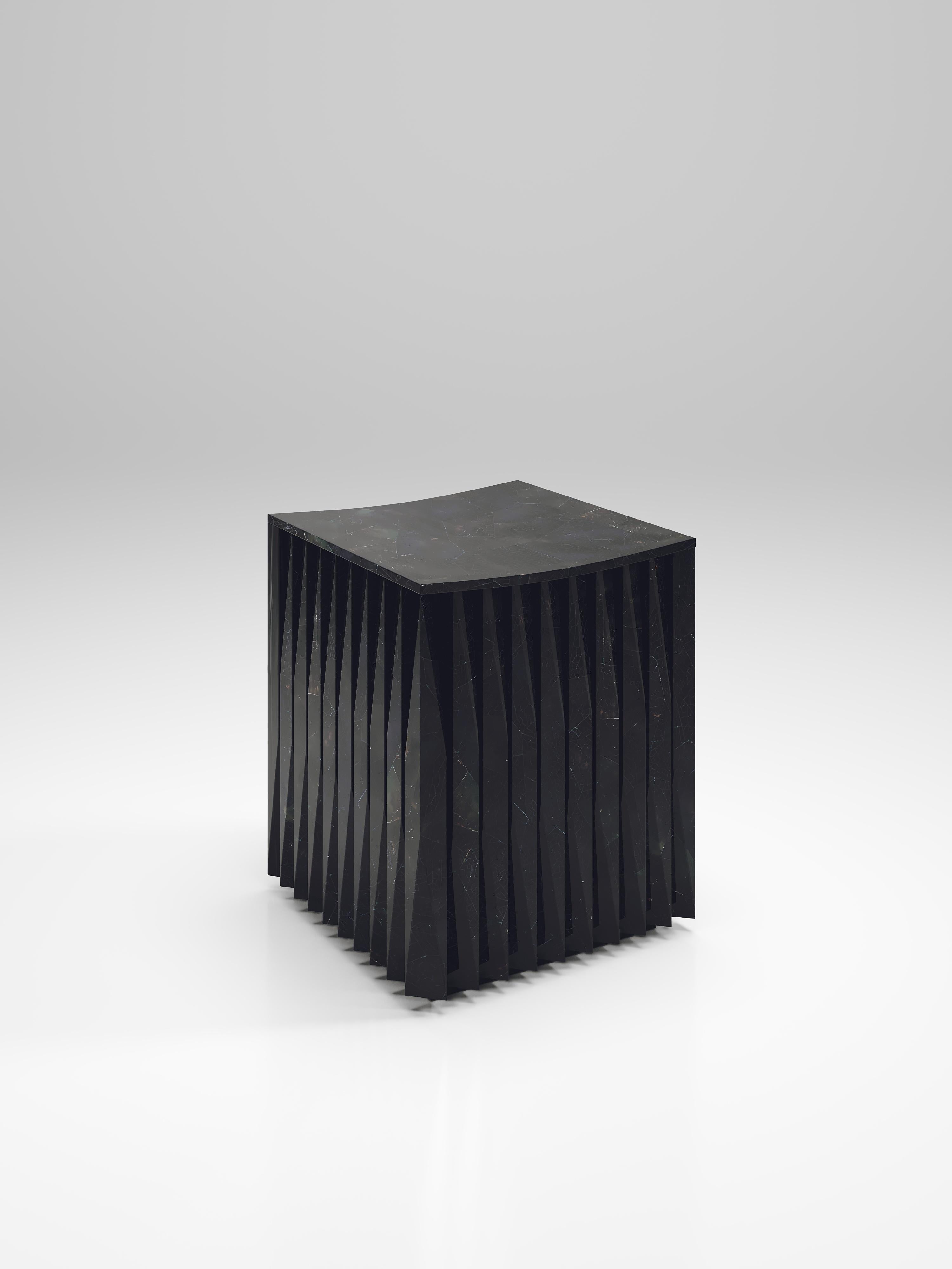 Brass Fluted Cabinet Inlaid in Black Shell by R&Y Augousti For Sale