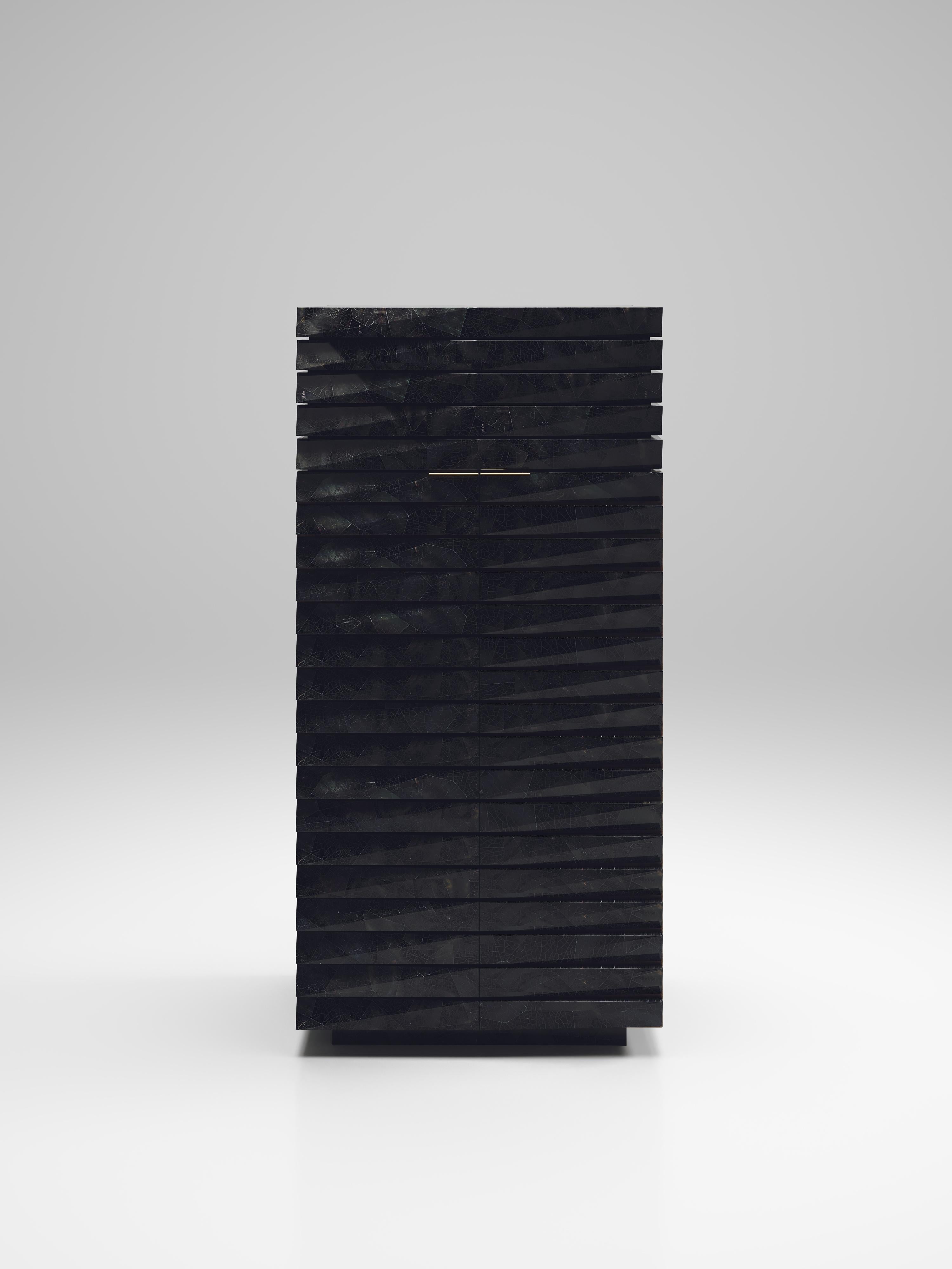 Cabinet à cannelures marqueté en coquillage noir par R&Y Augousti en vente 5
