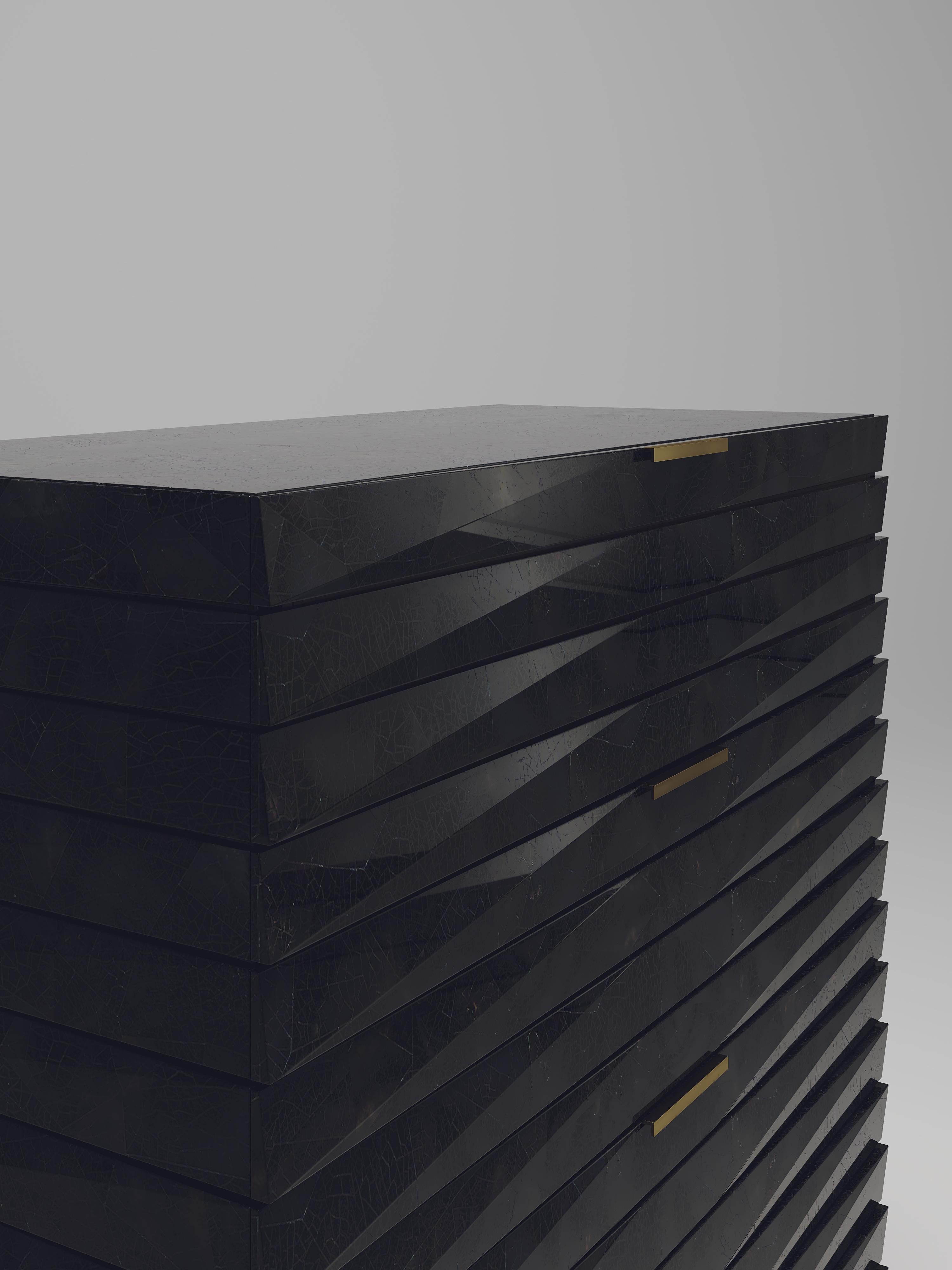Cabinet à cannelures marqueté en coquillage noir par R&Y Augousti en vente 12