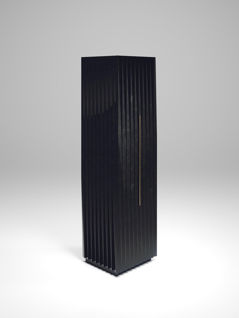 Art Deco Fluted Cabinet Inlaid in Black Shell by R&Y Augousti For Sale