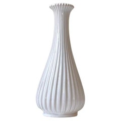 Fluted Ceramic Vase in White Glaze from Eslau, 1950s