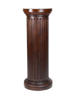 Fluted Chocolate Brown Wood Column, Louis Philippe Style, 19th Century
