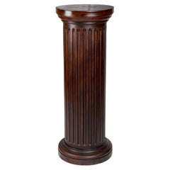 Fluted Chocolate Brown Wood Column, Louis Philippe Style, 19th Century