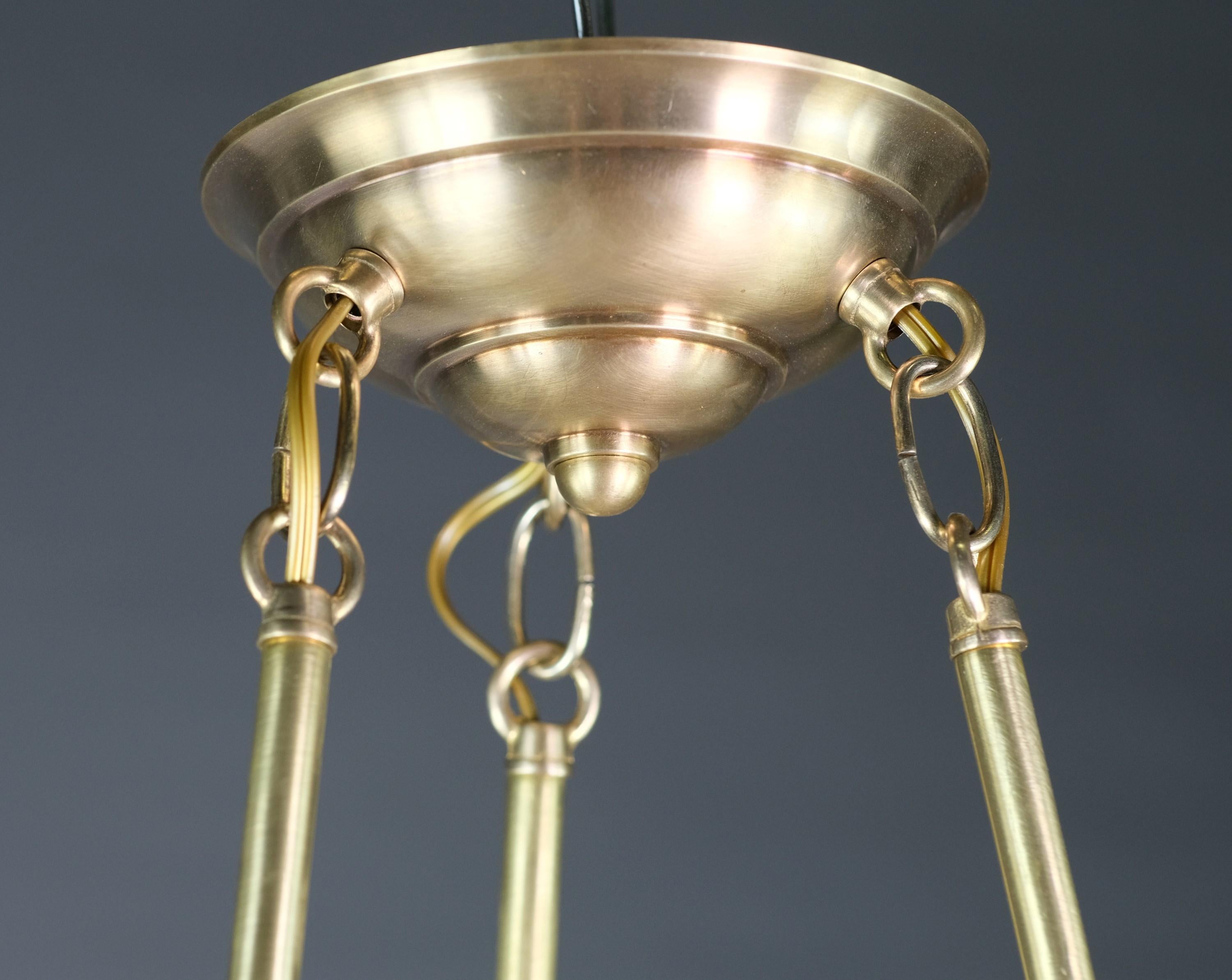 Fluted Clear Glass Dish Brass Pendant Light Qty Available In Good Condition In New York, NY
