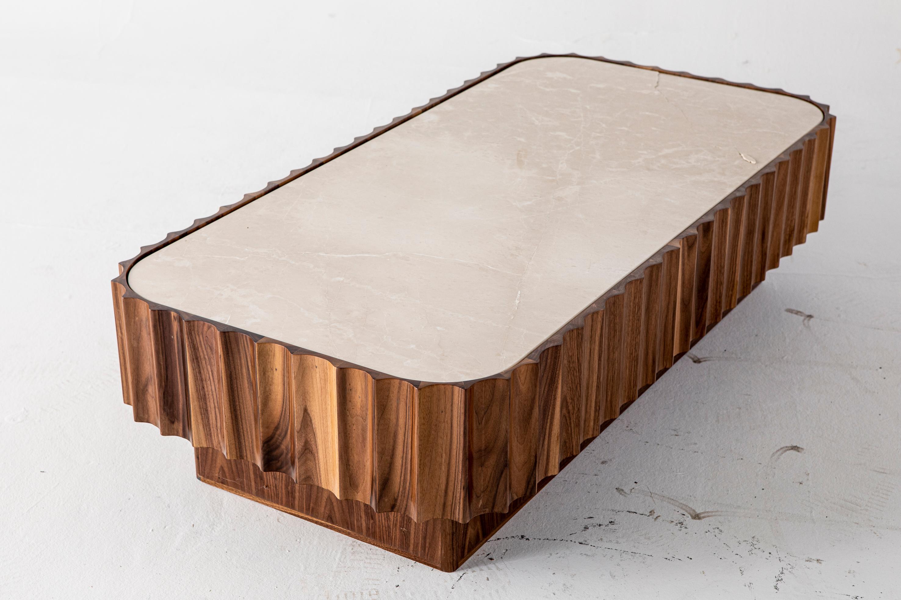 fluted rectangle coffee table
