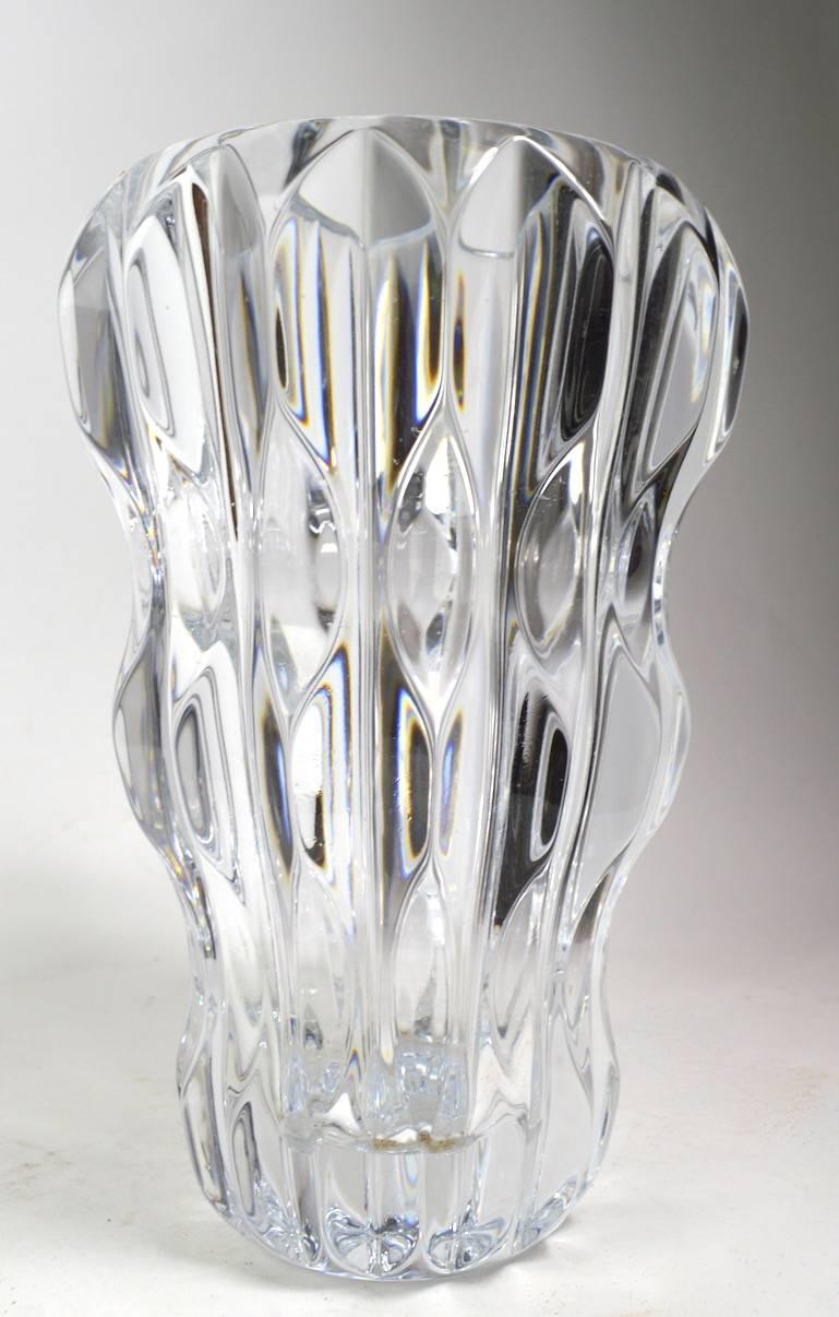 Mid-Century Modern Fluted Crystal Vase after Baccarat