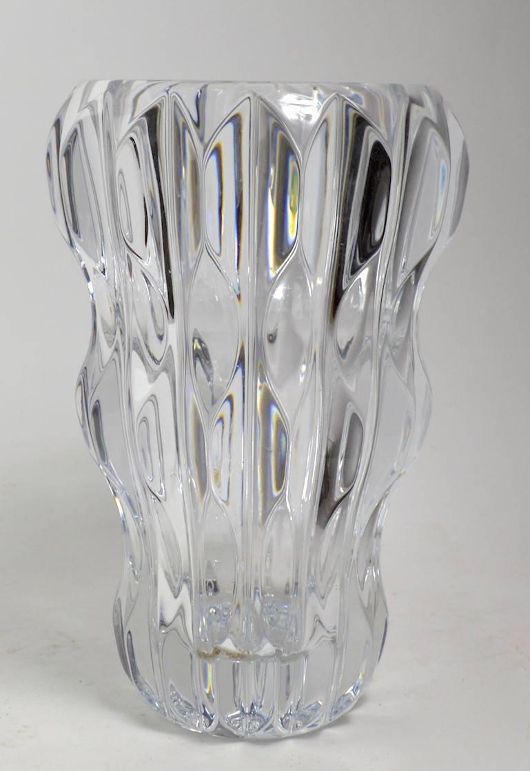 Fluted Crystal Vase after Baccarat In Excellent Condition In New York, NY