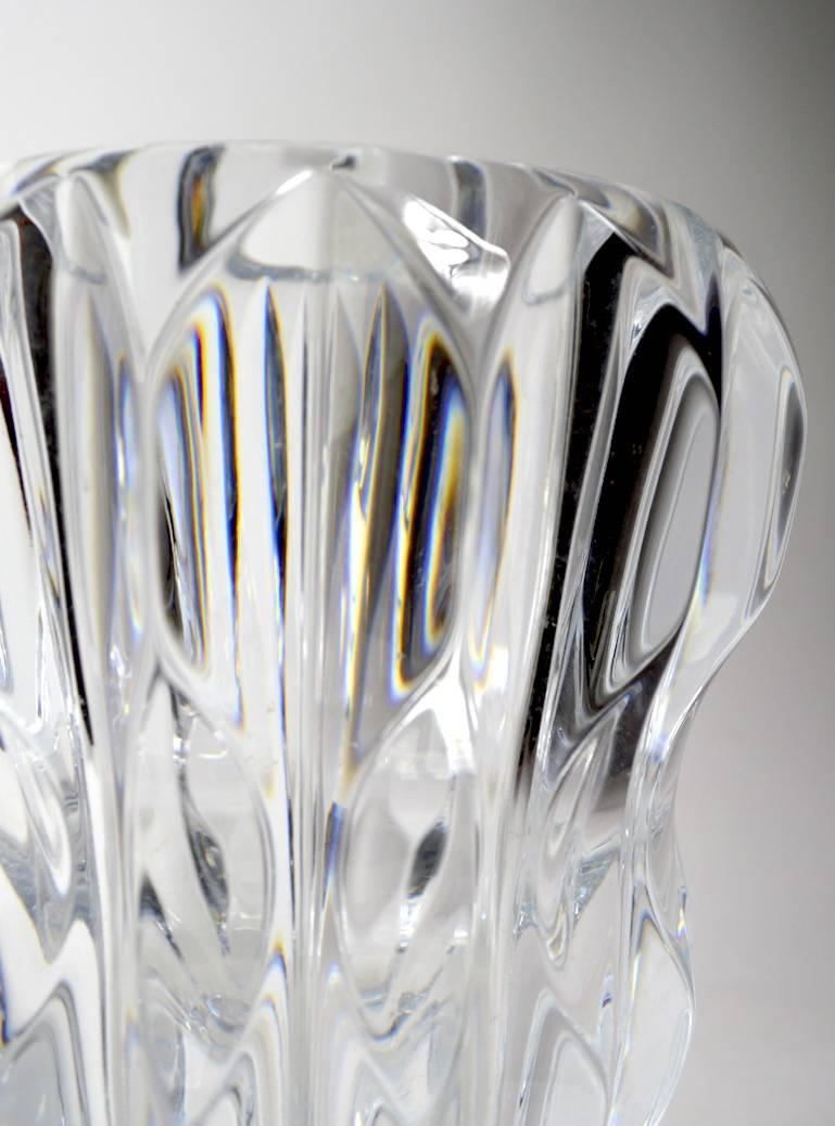 20th Century Fluted Crystal Vase after Baccarat