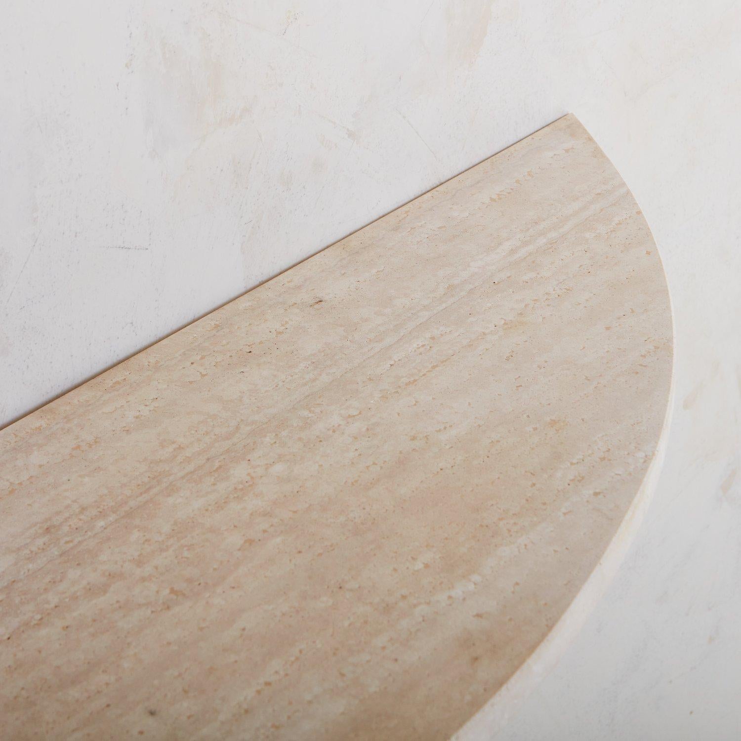 Fluted Demilune Travertine Console Table, Spain 20th Century 3