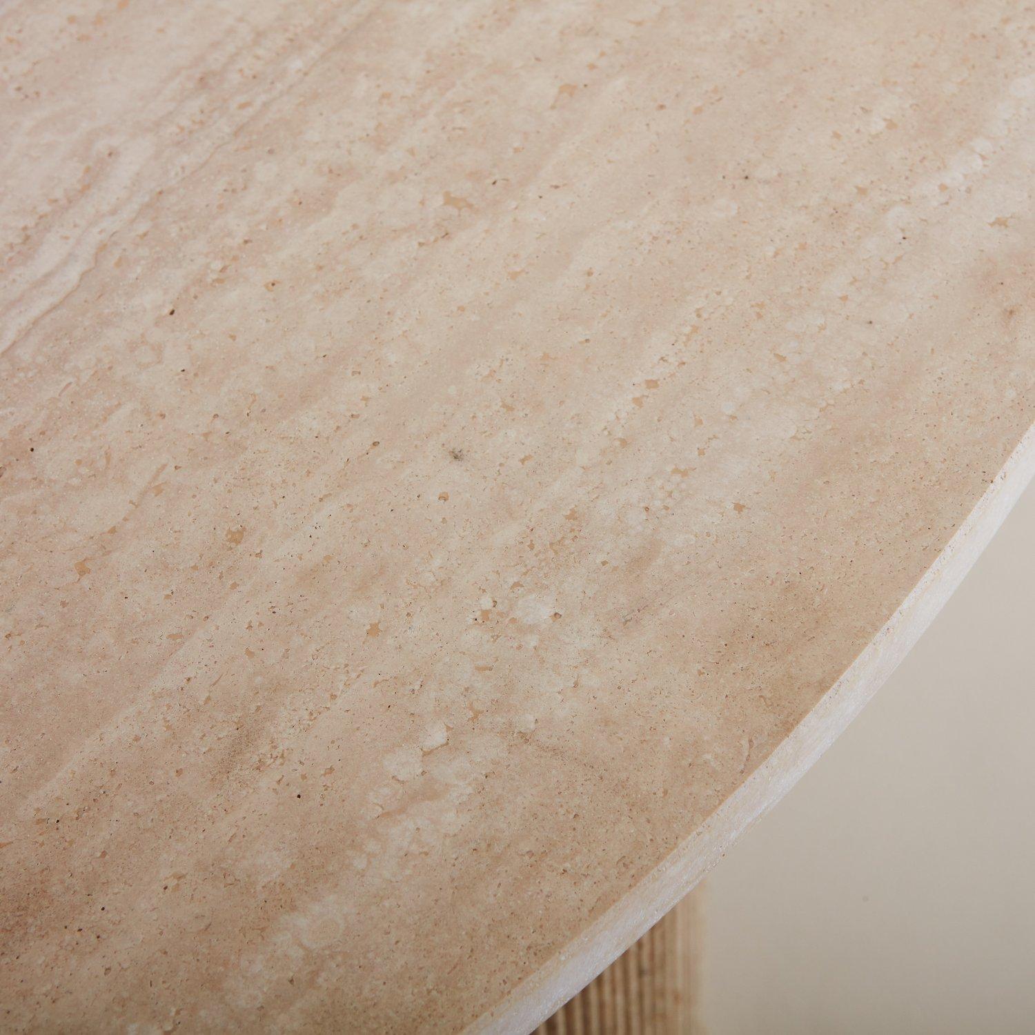 Fluted Demilune Travertine Console Table, Spain 20th Century 4