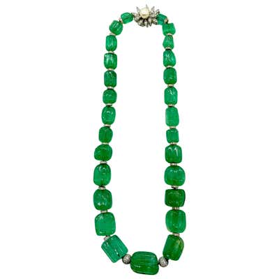 Baroque Emerald Gold Link Necklace For Sale at 1stDibs