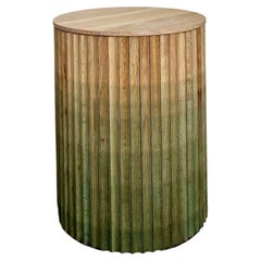 Pilar Round End Table / Celadon Green Ombré on Oak Wood by INDO-